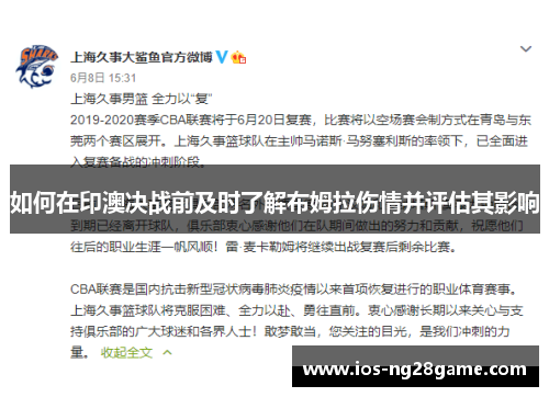 如何在印澳决战前及时了解布姆拉伤情并评估其影响