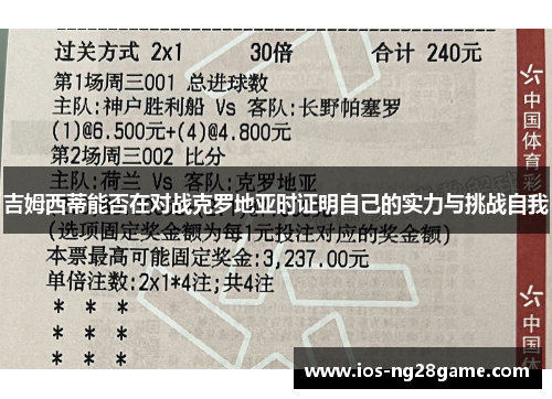 吉姆西蒂能否在对战克罗地亚时证明自己的实力与挑战自我